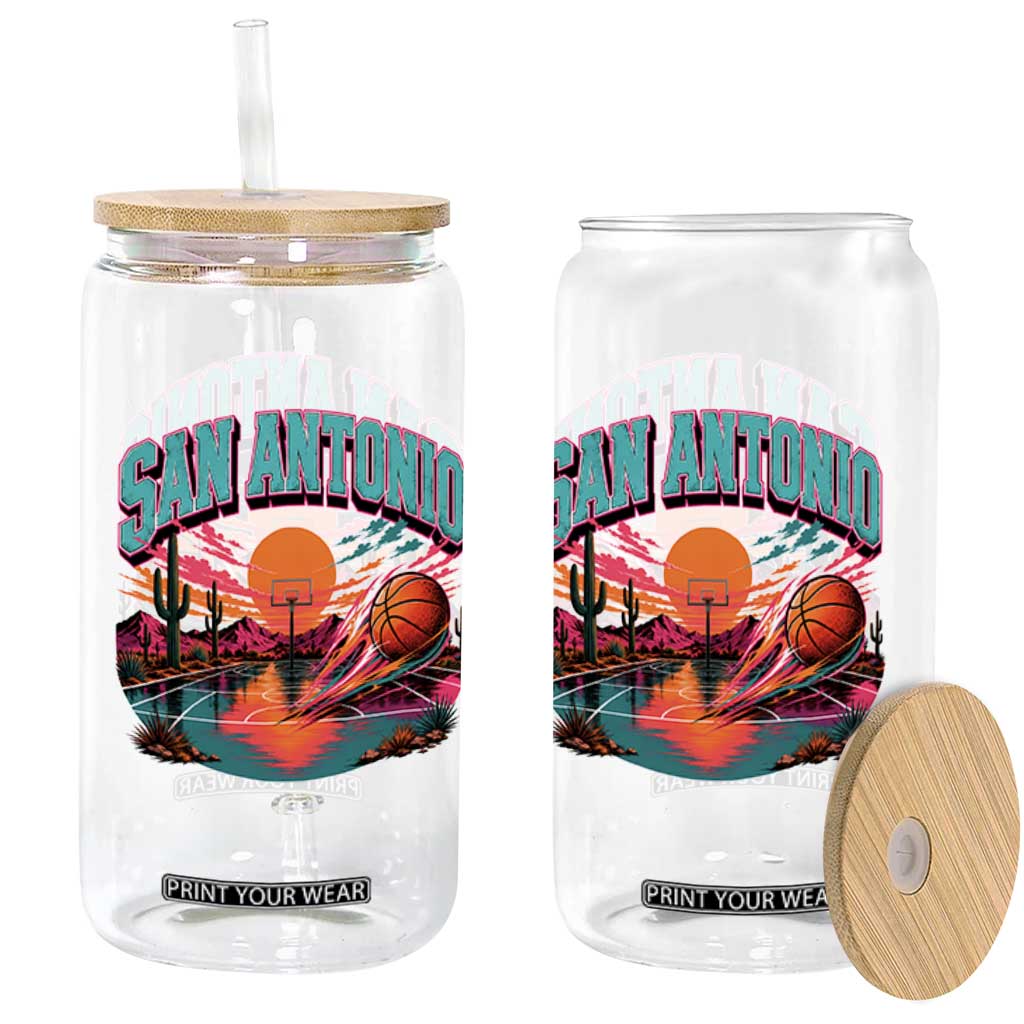 Game Day San Antonio Pride Glass Can Retro Western Pink Neon