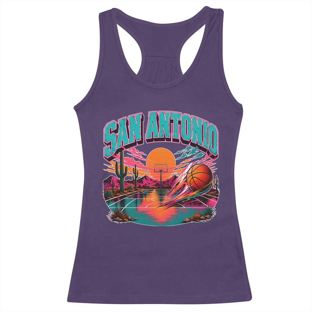 Game Day San Antonio Pride Racerback Tank Top Retro Western Pink Neon TS12 Purple Print Your Wear