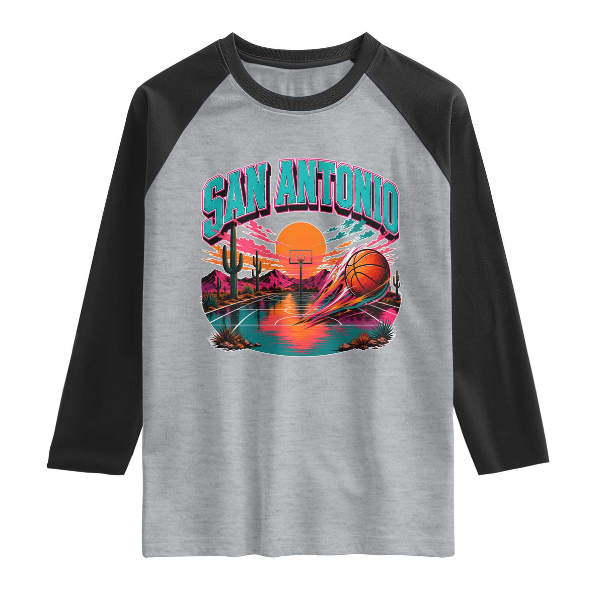 Game Day San Antonio Pride Raglan Shirt Retro Western Pink Neon