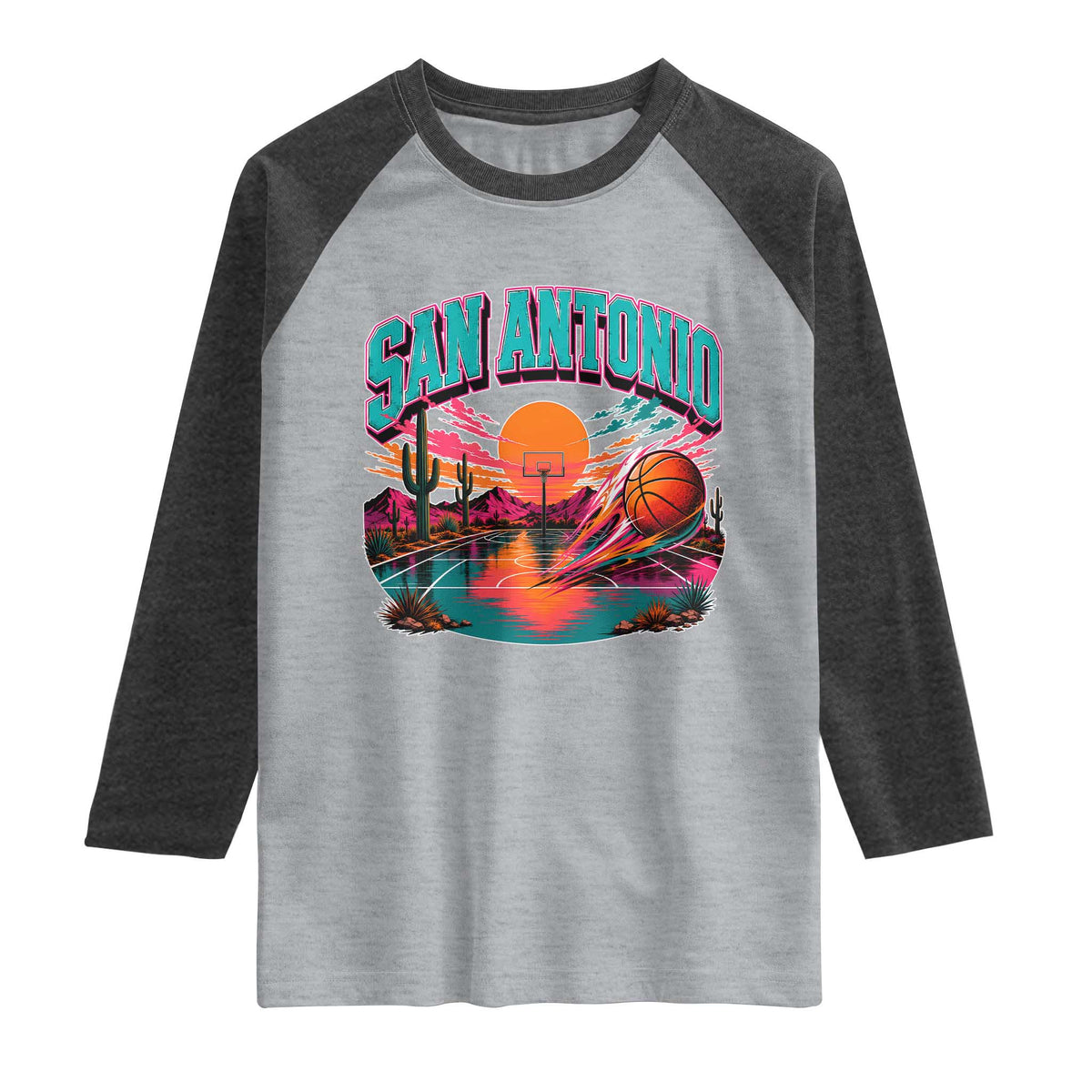 Game Day San Antonio Pride Raglan Shirt Retro Western Pink Neon