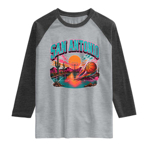 Game Day San Antonio Pride Raglan Shirt Retro Western Pink Neon