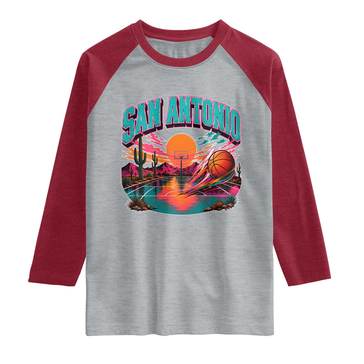 Game Day San Antonio Pride Raglan Shirt Retro Western Pink Neon