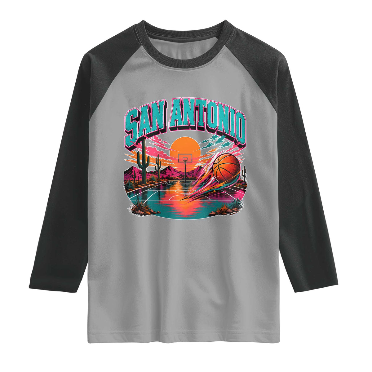 Game Day San Antonio Pride Raglan Shirt Retro Western Pink Neon