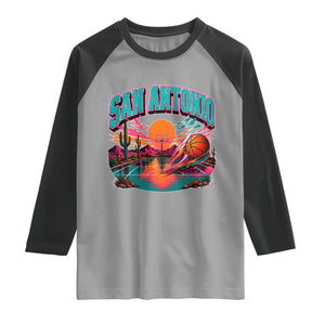 Game Day San Antonio Pride Raglan Shirt Retro Western Pink Neon