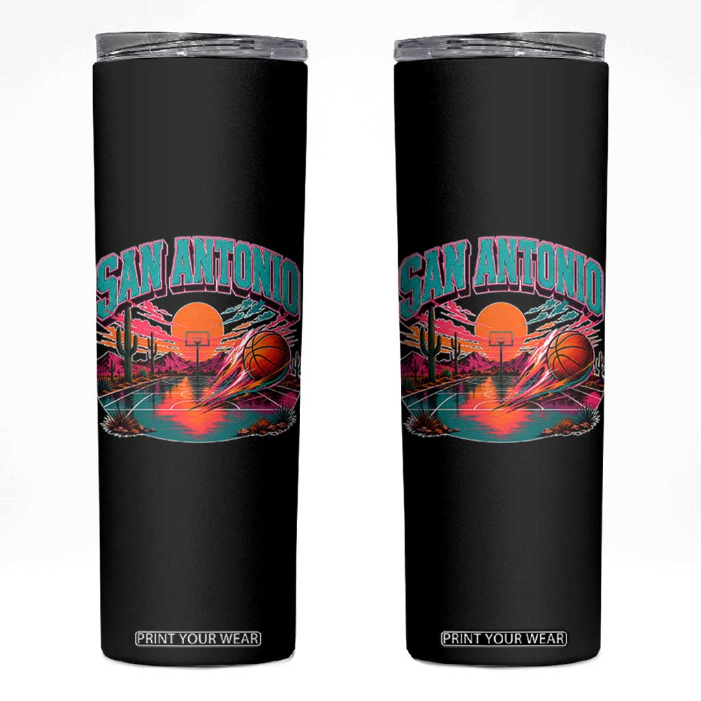 Game Day San Antonio Pride Skinny Tumbler Retro Western Pink Neon