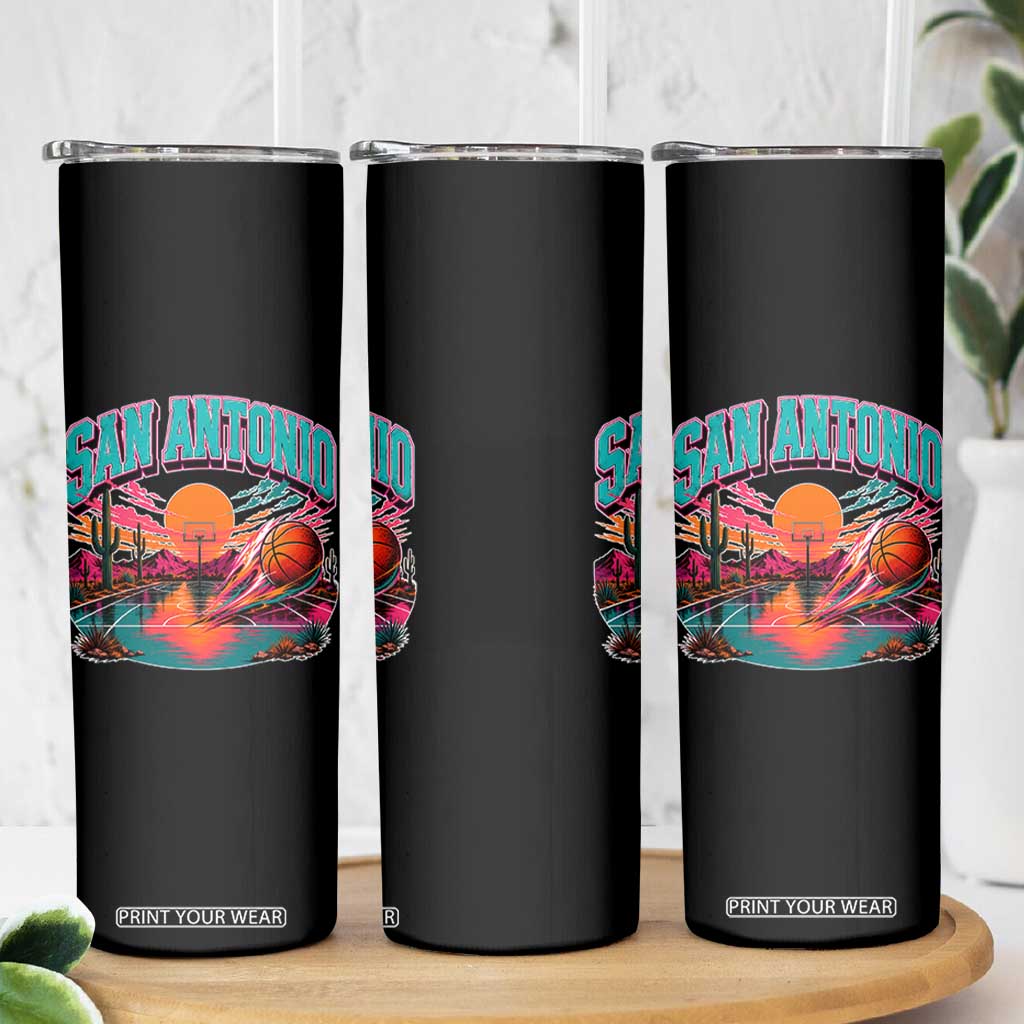 Game Day San Antonio Pride Skinny Tumbler Retro Western Pink Neon