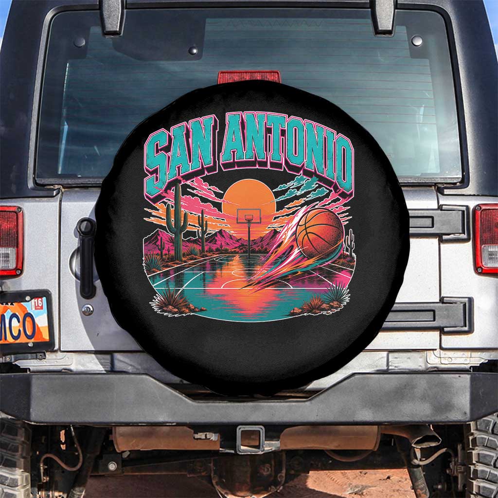 Game Day San Antonio Pride Spare Tire Cover Retro Western Pink Neon TS12 No hole Black Print Your Wear