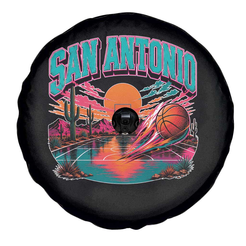 Game Day San Antonio Pride Spare Tire Cover Retro Western Pink Neon