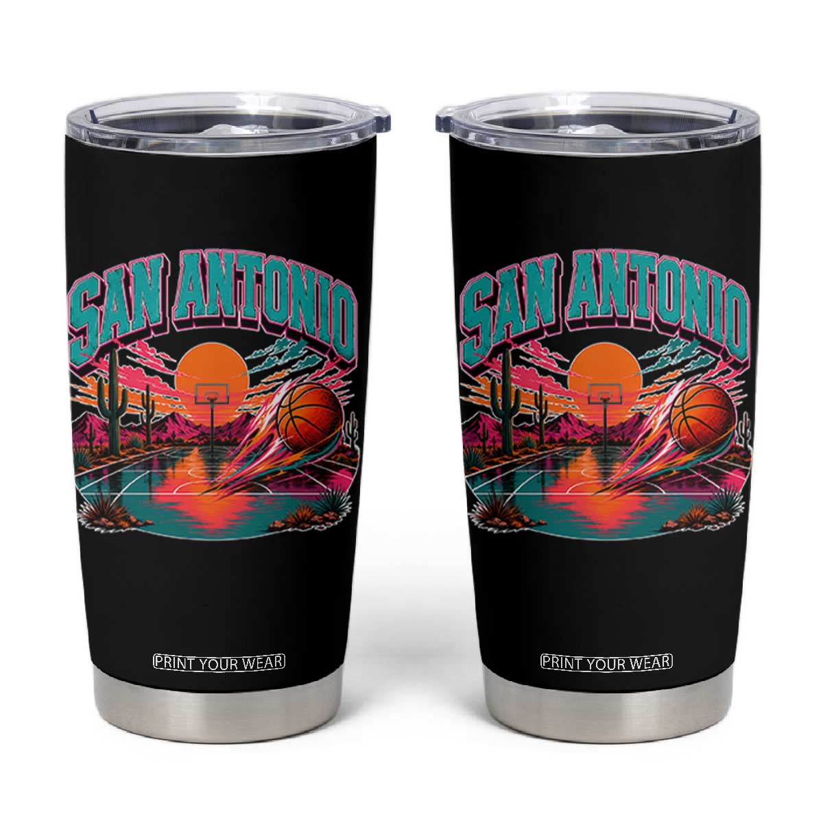 Game Day San Antonio Pride Tumbler Cup Retro Western Pink Neon