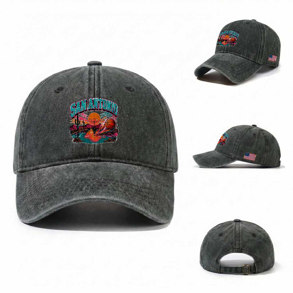 Game Day San Antonio Pride Washed Cotton Baseball Cap Retro Western Pink Neon