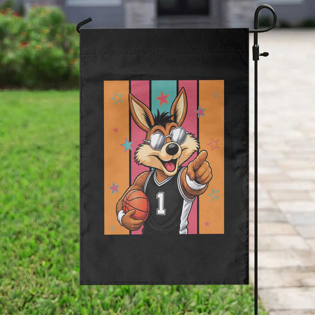 Funny Coyote Playing Basketball Garden Flag Hoops Fan Gift