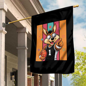 Funny Coyote Playing Basketball Garden Flag Hoops Fan Gift