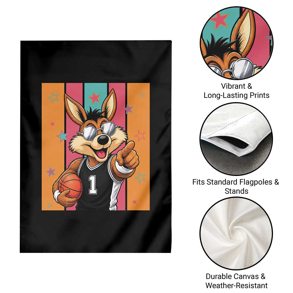 Funny Coyote Playing Basketball Garden Flag Hoops Fan Gift