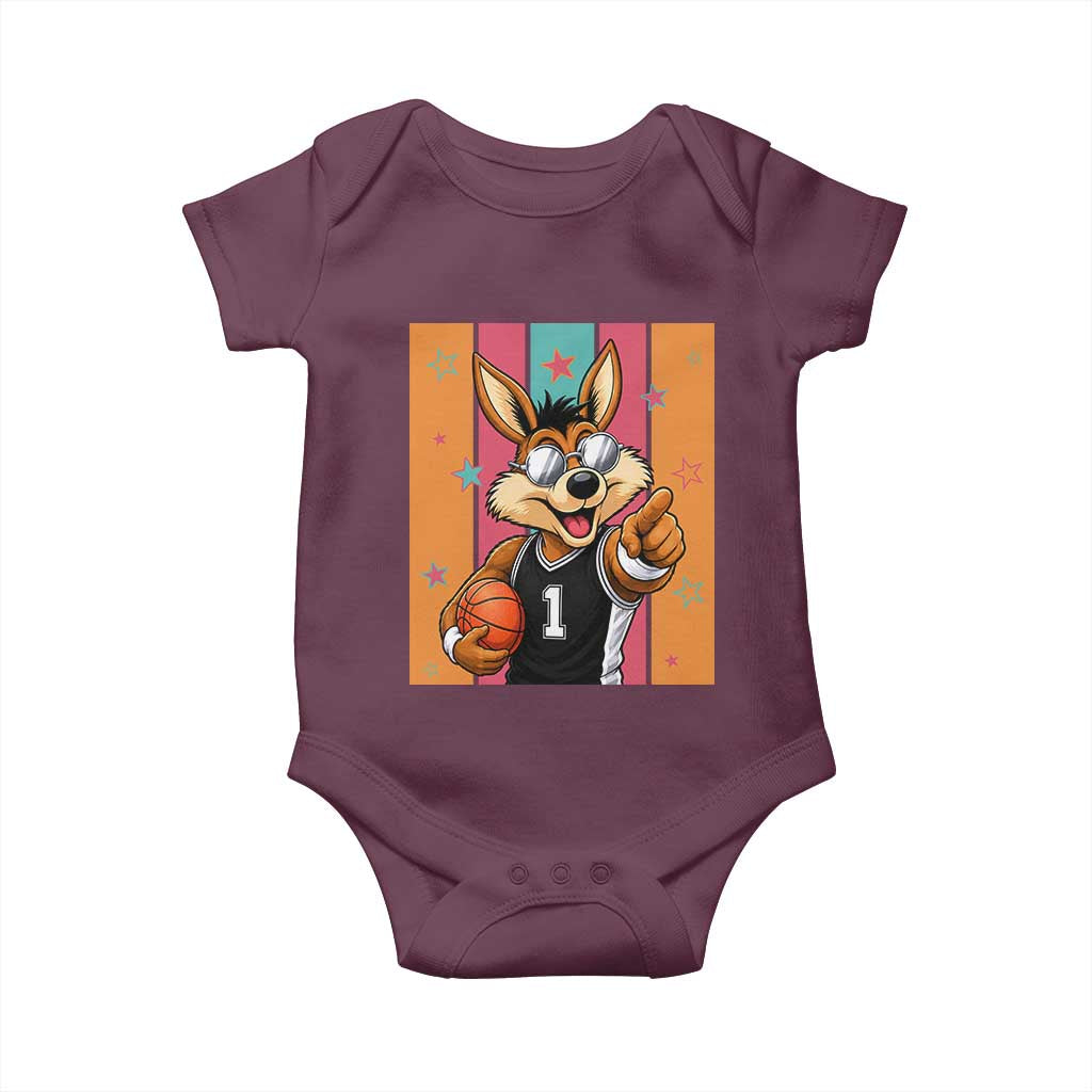 Funny Coyote Playing Basketball Baby Onesie Hoops Fan Gift