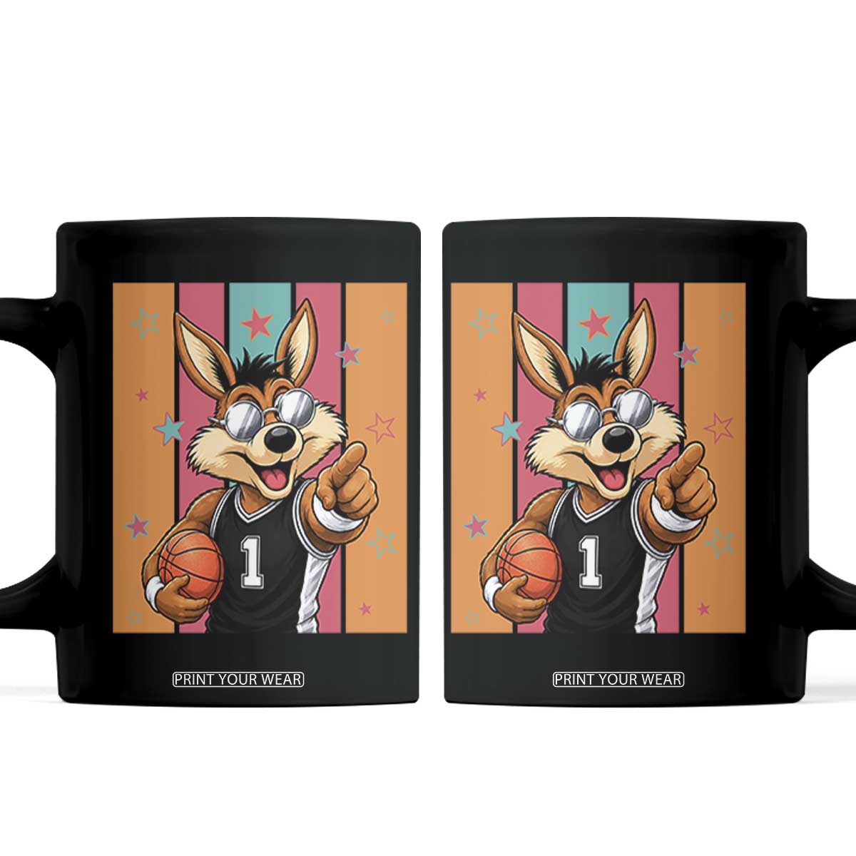 Funny Coyote Playing Basketball Coffee Mug Hoops Fan Gift