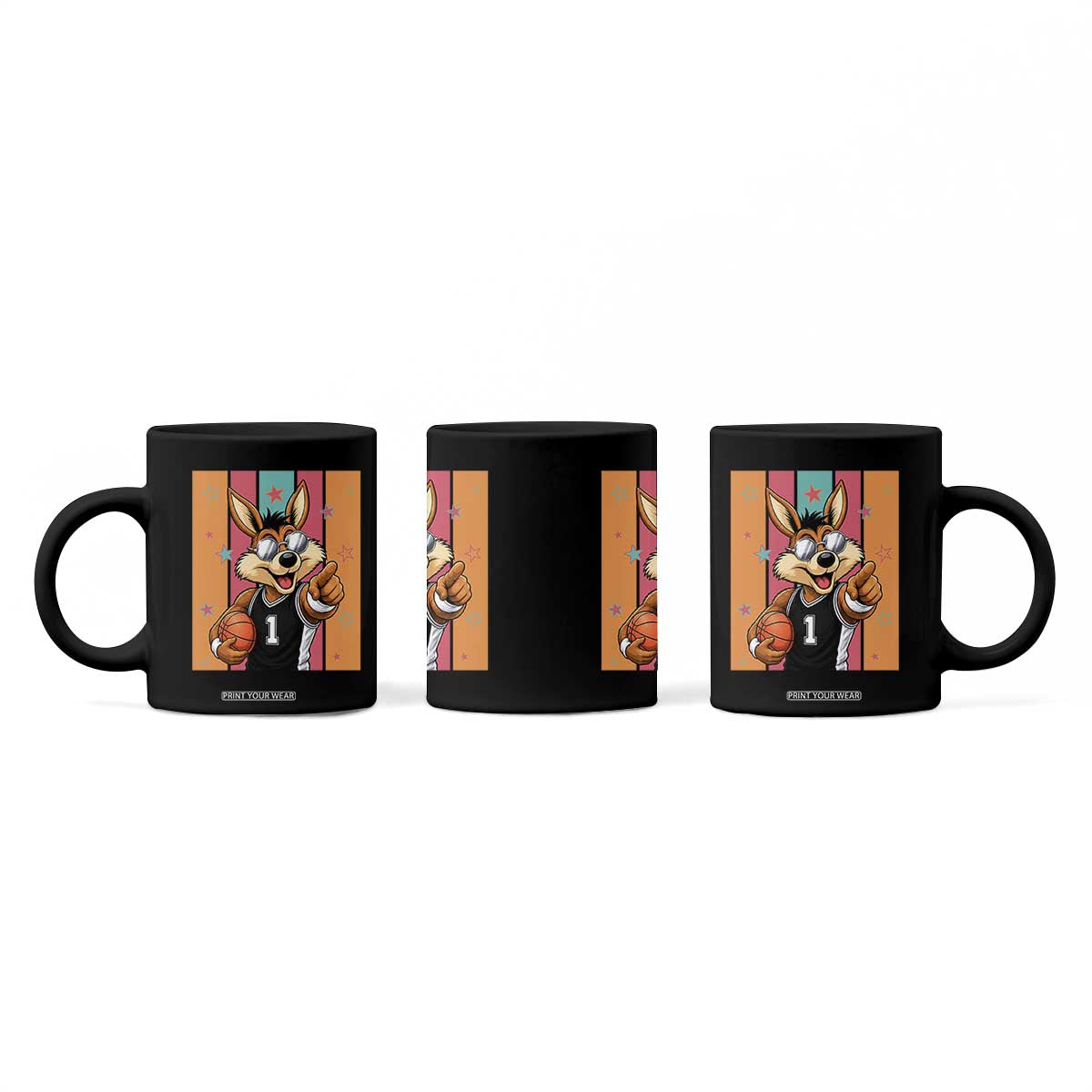 Funny Coyote Playing Basketball Coffee Mug Hoops Fan Gift