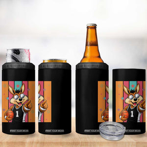 Funny Coyote Playing Basketball 4 in 1 Can Cooler Tumbler Hoops Fan Gift