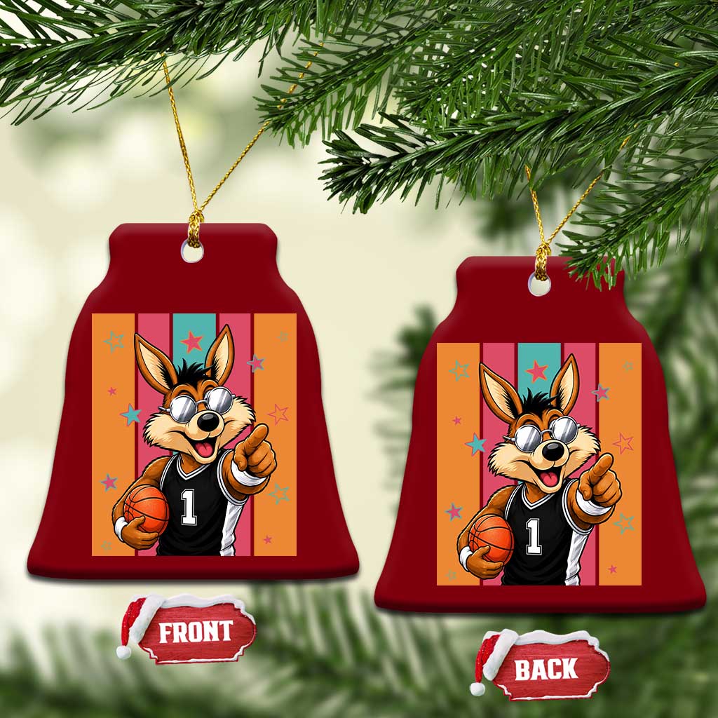 Funny Coyote Playing Basketball Ceramic Ornament Hoops Fan Gift