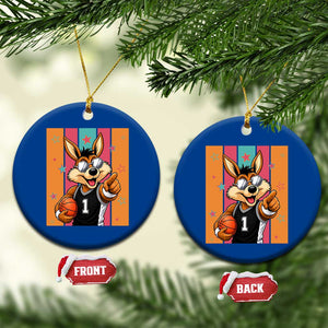 Funny Coyote Playing Basketball Ceramic Ornament Hoops Fan Gift