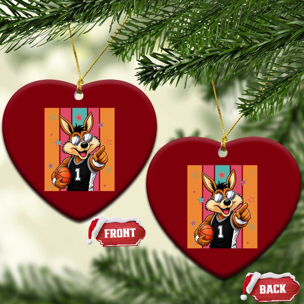 Funny Coyote Playing Basketball Ceramic Ornament Hoops Fan Gift