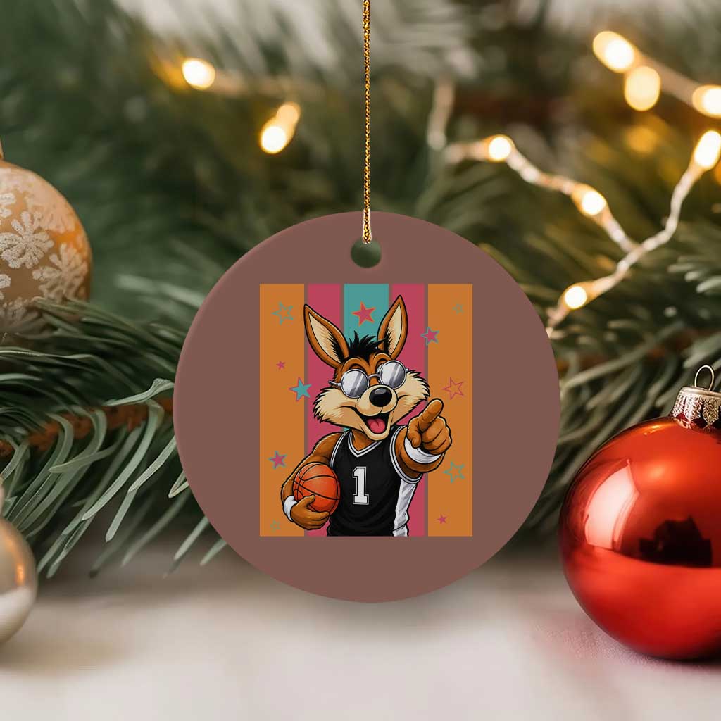 Funny Coyote Playing Basketball Ceramic Ornament Hoops Fan Gift
