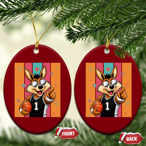 Funny Coyote Playing Basketball Ceramic Ornament Hoops Fan Gift