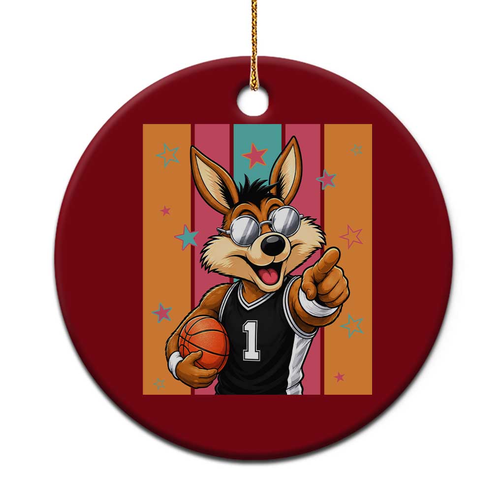 Funny Coyote Playing Basketball Ceramic Ornament Hoops Fan Gift