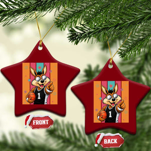 Funny Coyote Playing Basketball Ceramic Ornament Hoops Fan Gift