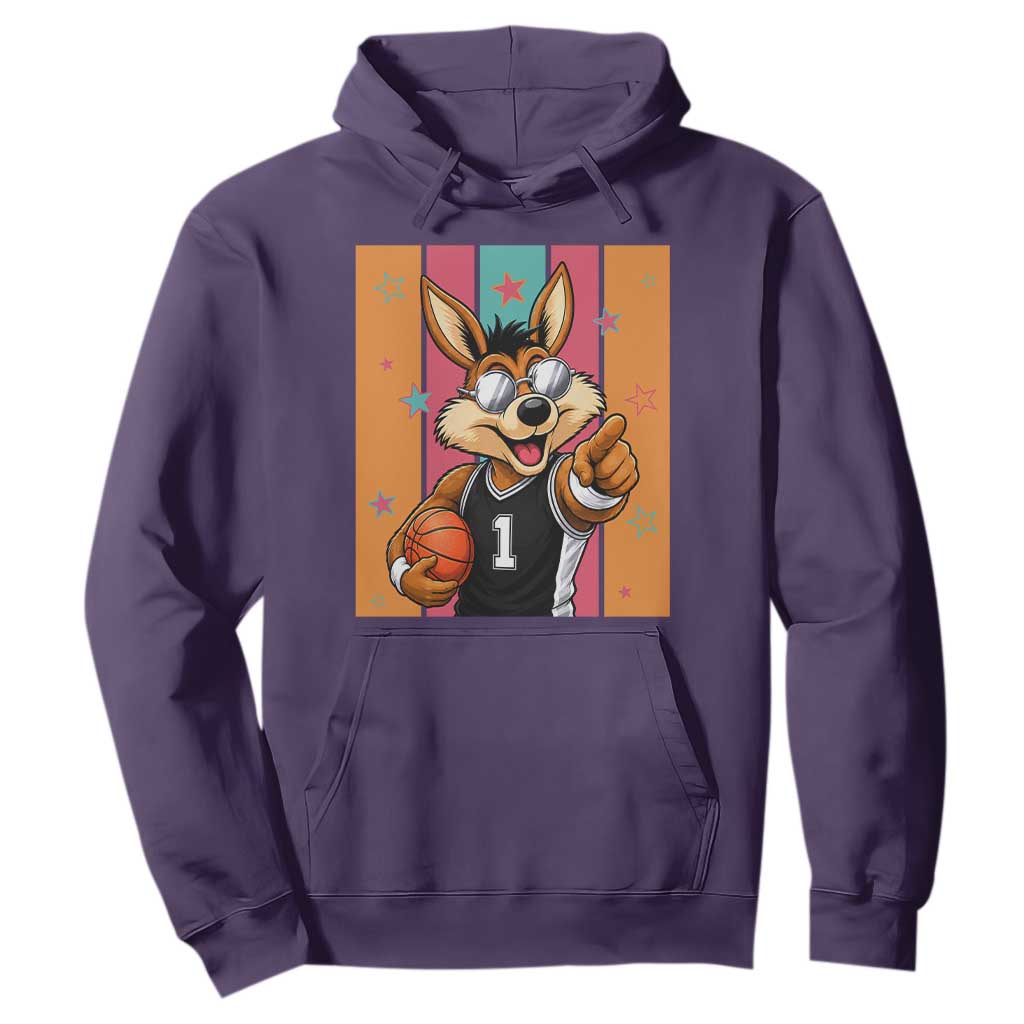 Funny Coyote Playing Basketball Hoodie Hoops Fan Gift TS12 Purple Print Your Wear