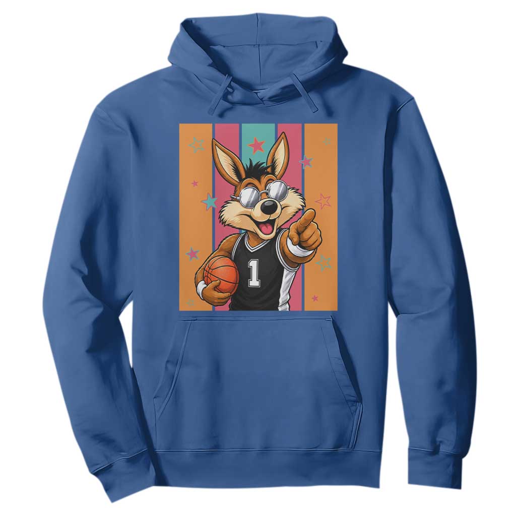 Funny Coyote Playing Basketball Hoodie Hoops Fan Gift TS12 Royal Blue Print Your Wear