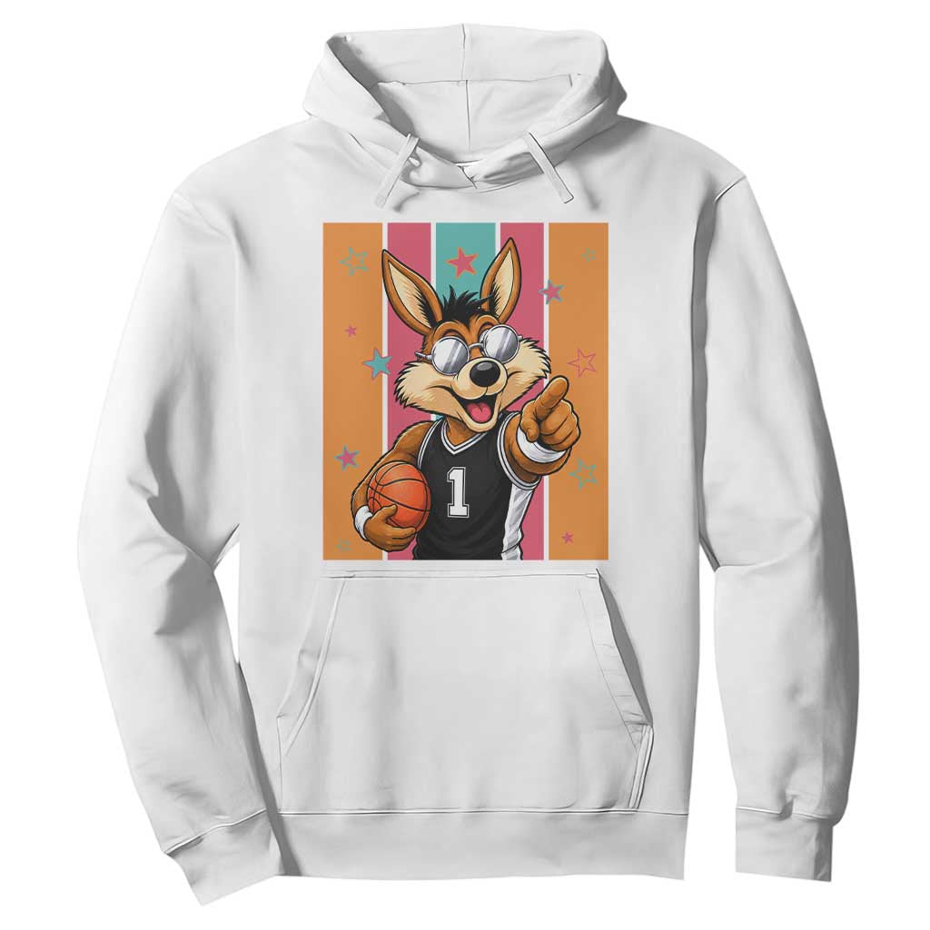 Funny Coyote Playing Basketball Hoodie Hoops Fan Gift TS12 White Print Your Wear