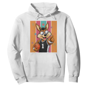 Funny Coyote Playing Basketball Hoodie Hoops Fan Gift TS12 White Print Your Wear