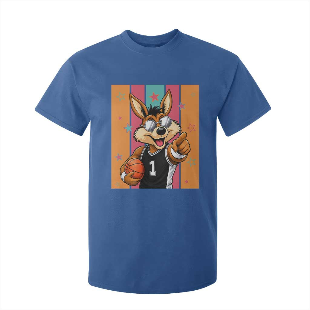 Funny Coyote Playing Basketball T Shirt For Kid Hoops Fan Gift