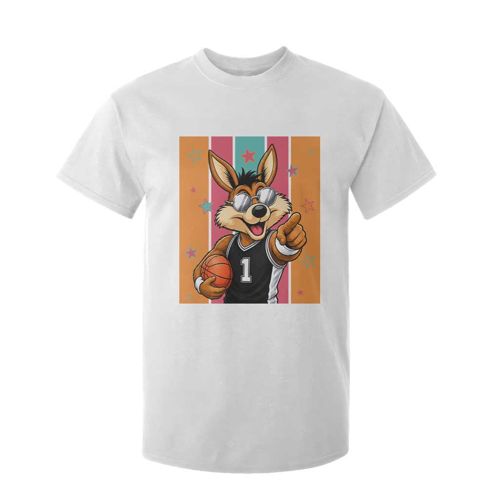 Funny Coyote Playing Basketball T Shirt For Kid Hoops Fan Gift