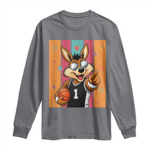Funny Coyote Playing Basketball Long Sleeve Shirt Hoops Fan Gift