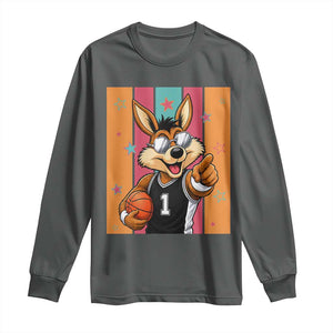 Funny Coyote Playing Basketball Long Sleeve Shirt Hoops Fan Gift