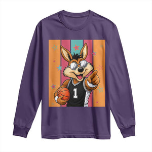 Funny Coyote Playing Basketball Long Sleeve Shirt Hoops Fan Gift