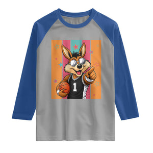 Funny Coyote Playing Basketball Raglan Shirt Hoops Fan Gift