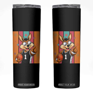 Funny Coyote Playing Basketball Skinny Tumbler Hoops Fan Gift