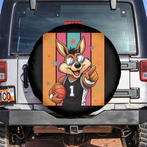 Funny Coyote Playing Basketball Spare Tire Cover Hoops Fan Gift