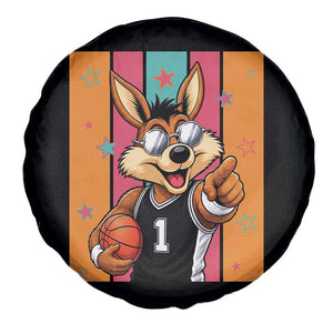 Funny Coyote Playing Basketball Spare Tire Cover Hoops Fan Gift