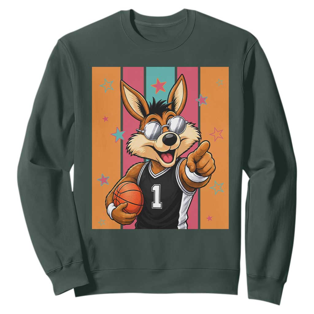 Funny Coyote Playing Basketball Sweatshirt Hoops Fan Gift
