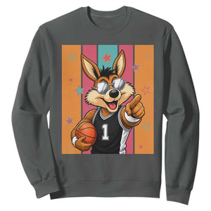 Funny Coyote Playing Basketball Sweatshirt Hoops Fan Gift