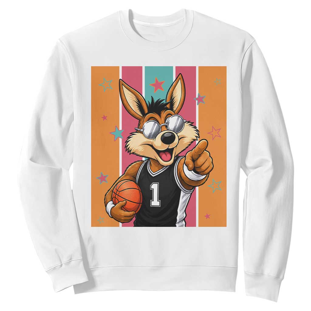 Funny Coyote Playing Basketball Sweatshirt Hoops Fan Gift