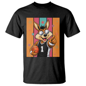 Funny Coyote Playing Basketball T Shirt Hoops Fan Gift