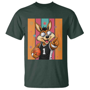 Funny Coyote Playing Basketball T Shirt Hoops Fan Gift
