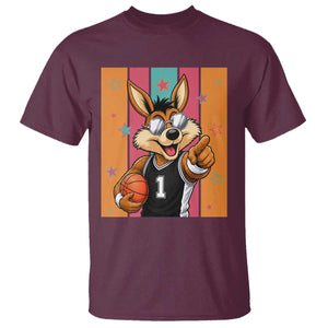Funny Coyote Playing Basketball T Shirt Hoops Fan Gift