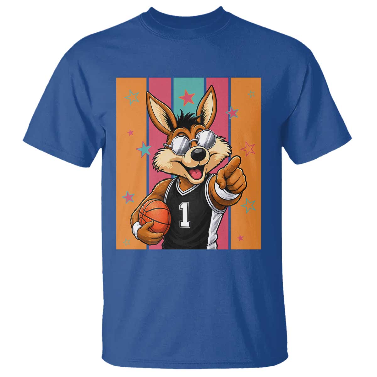 Funny Coyote Playing Basketball T Shirt Hoops Fan Gift