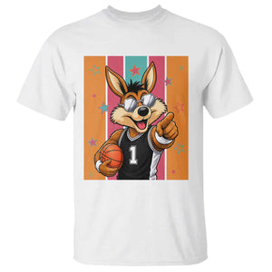 Funny Coyote Playing Basketball T Shirt Hoops Fan Gift