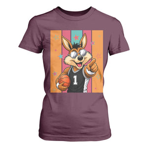 Funny Coyote Playing Basketball T Shirt For Women Hoops Fan Gift